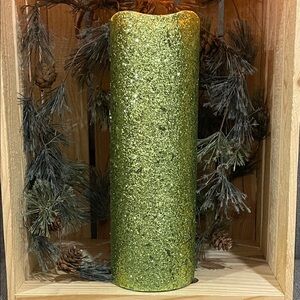 Glittery Green Candle (battery operated)